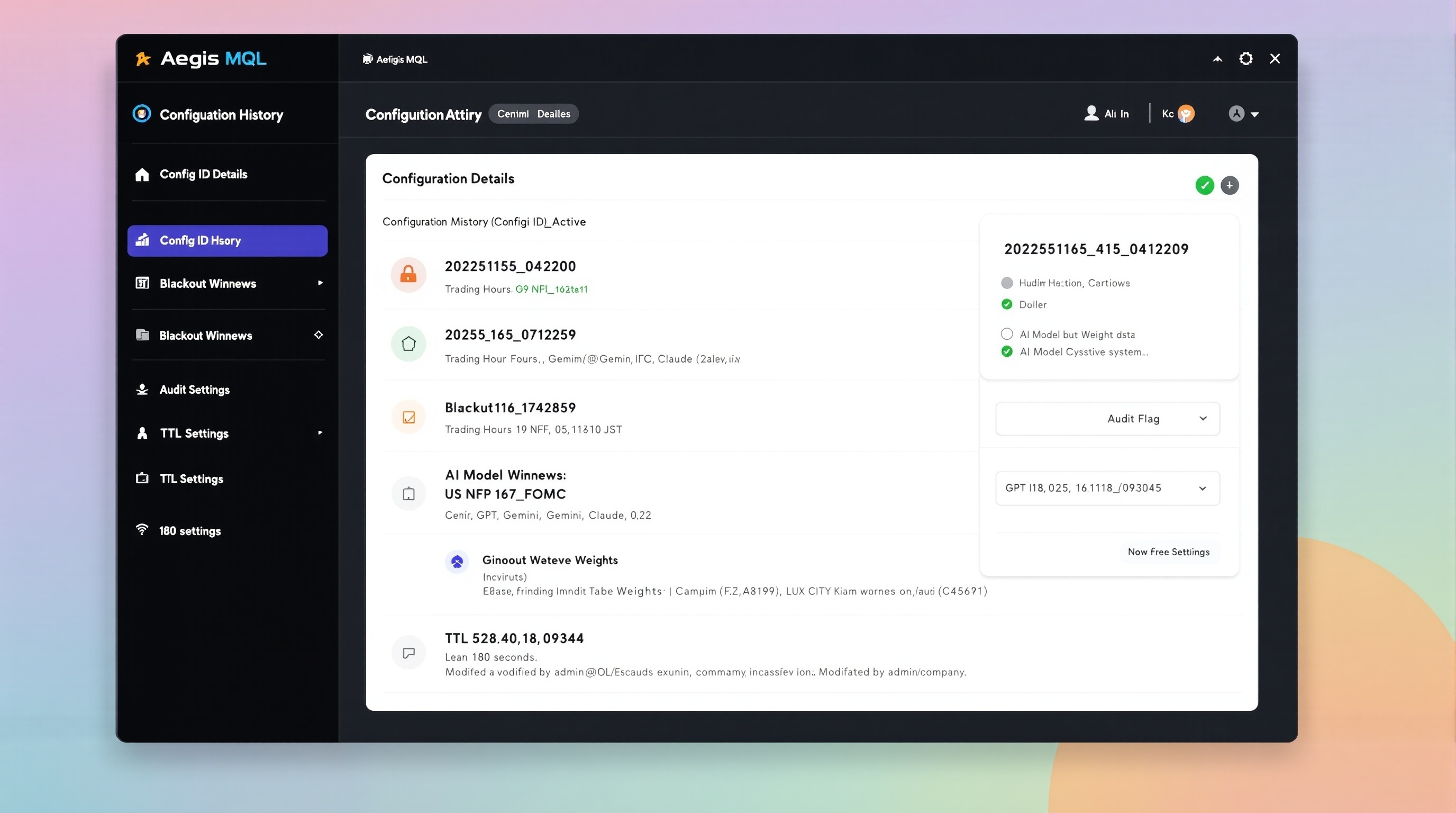 config_idトレース画面